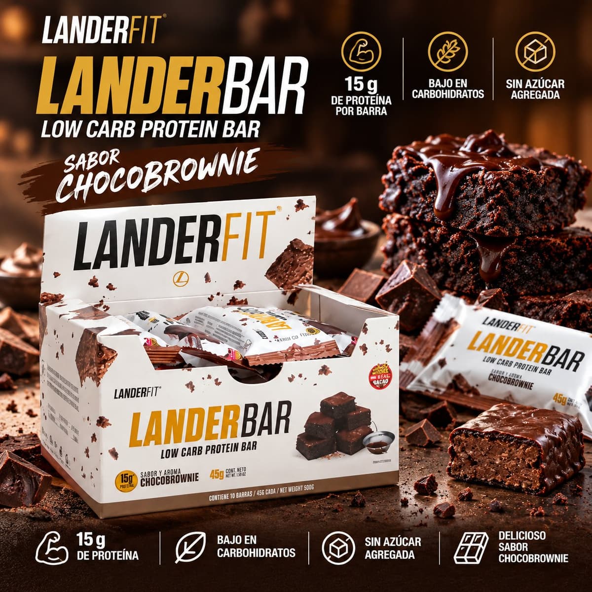 LanderBar Protein Bar Chocobrownie 45 g – Landerfit