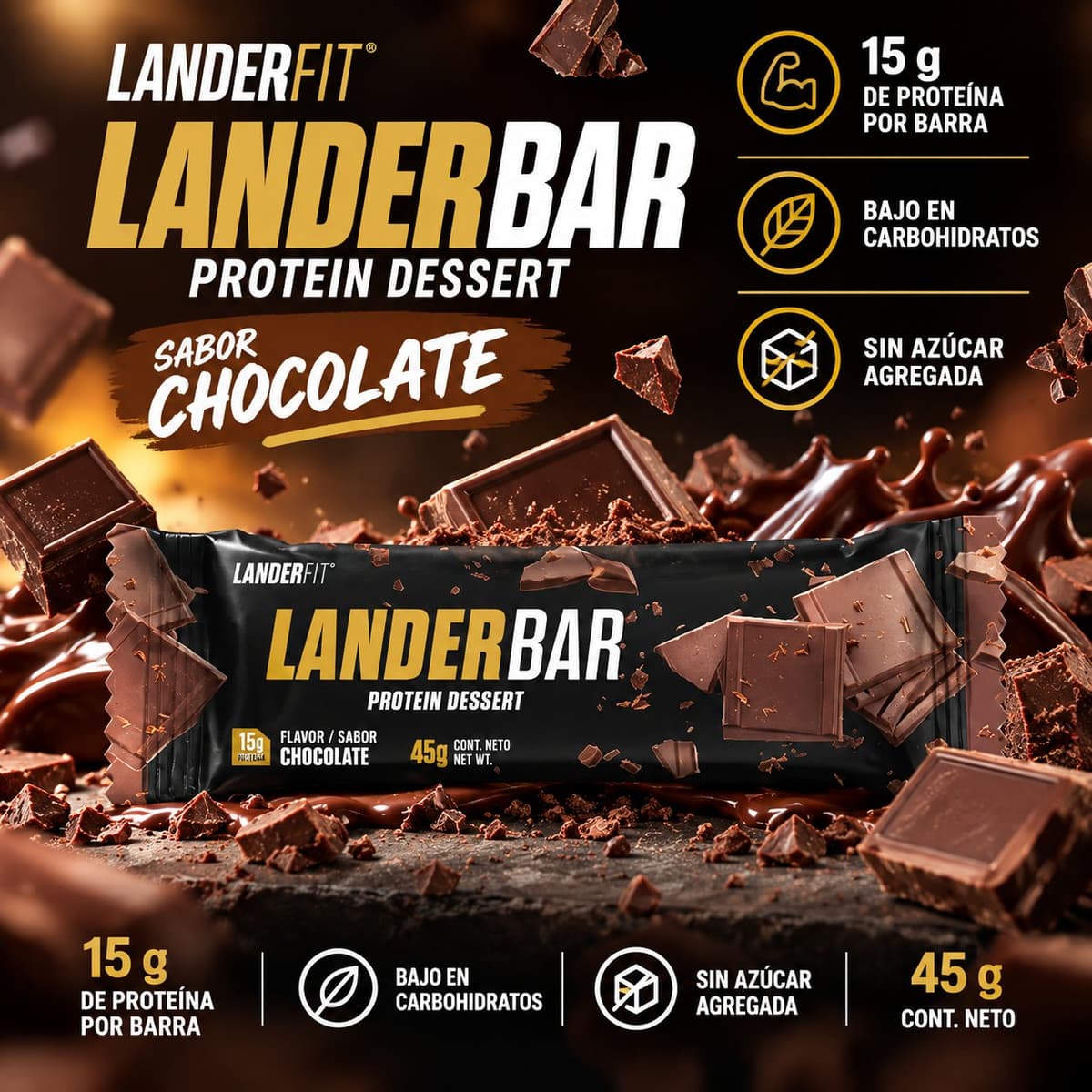 LanderBar Protein Dessert Chocolate 45 g – Landerfit