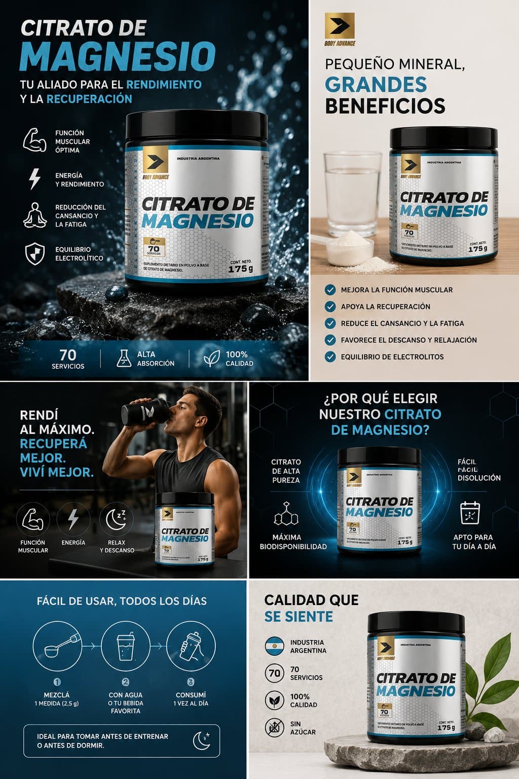 Body Advance Citrato de Magnesio 175 g