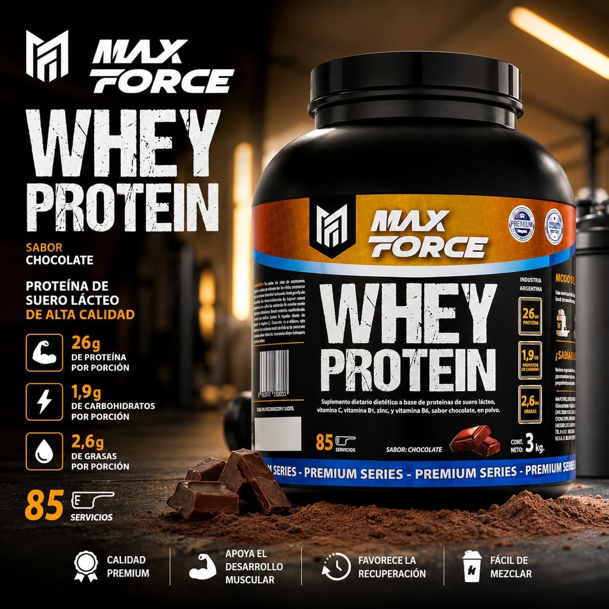 Whey Protein Max Force 3 kg - Chocolate
