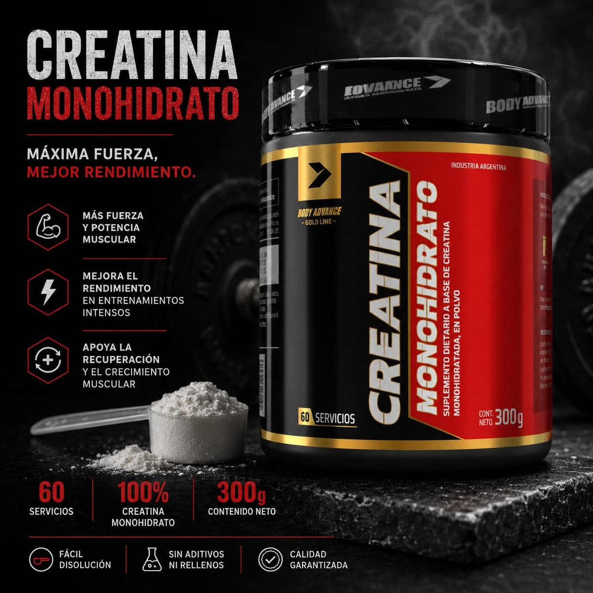 Body Advance Creatina Monohidratada 300 g | Suplepar