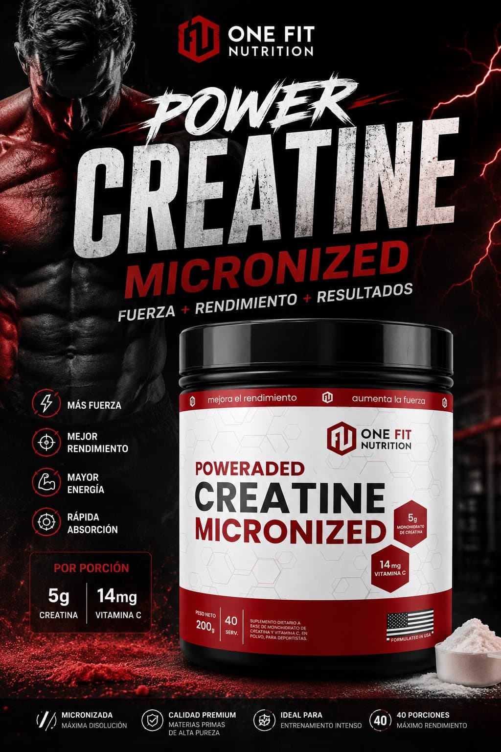 One Fit Nutrition Poweraded Creatine Micronized 200 g
